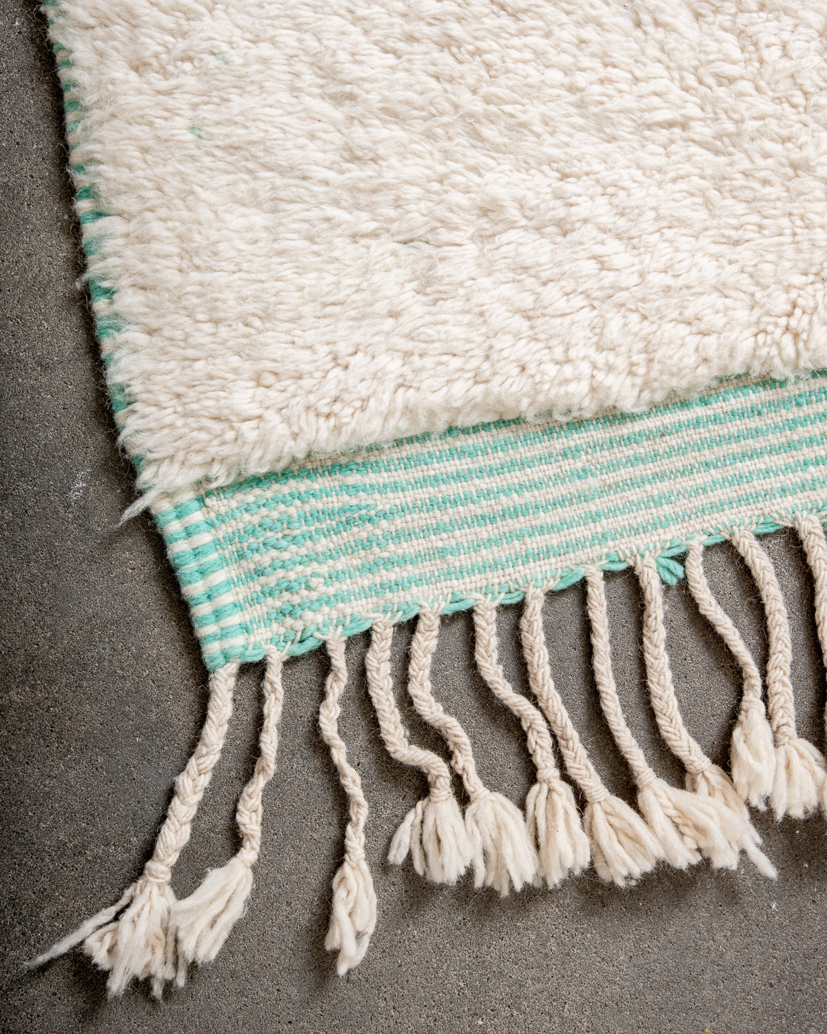 Modern, designer, handcrafted Berber rug from Morocco. Beniourain carpet with beautiful colours and patterns and fluffy wool texture.